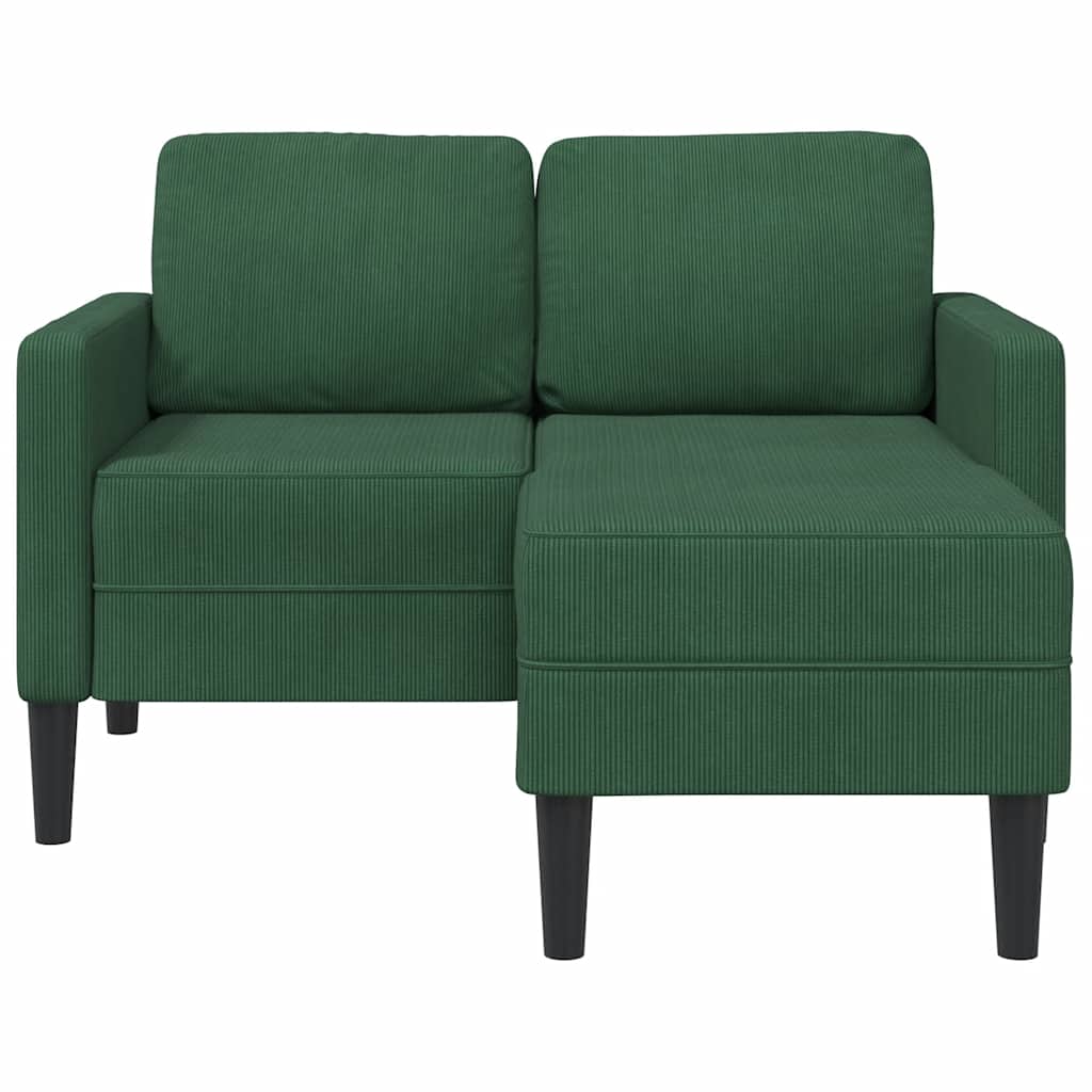 vidaXL 2er-Sofa mit Chaiselongue L-Form Dunkelgrün 125 cm Leinen