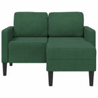 vidaXL 2er-Sofa mit Chaiselongue L-Form Dunkelgrün 125 cm Leinen