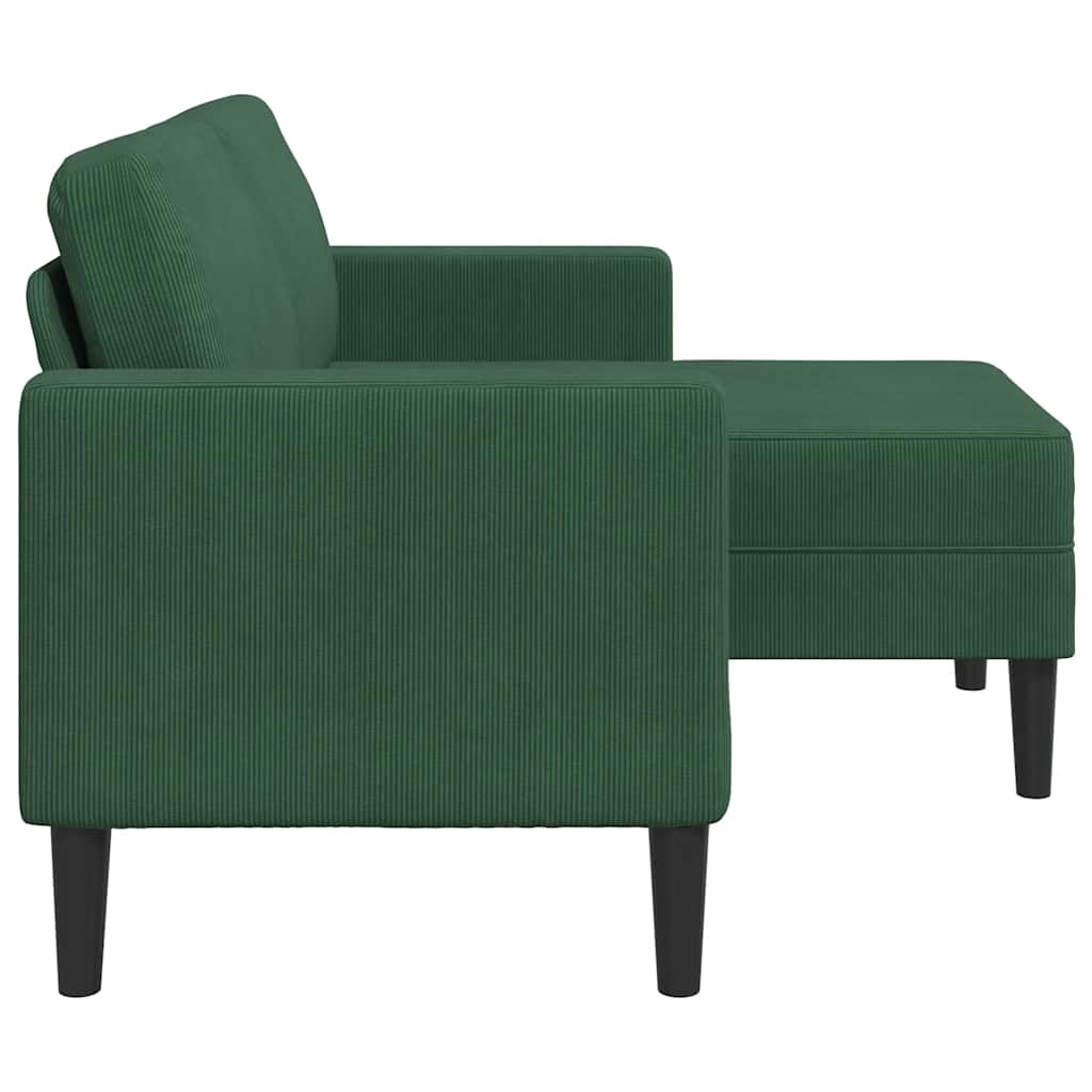 vidaXL 2er-Sofa mit Chaiselongue L-Form Dunkelgrün 125 cm Leinen