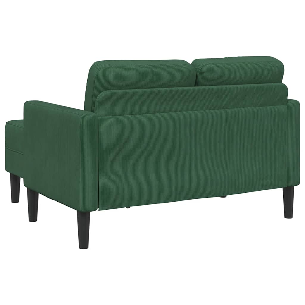 vidaXL 2er-Sofa mit Chaiselongue L-Form Dunkelgrün 125 cm Leinen