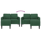 vidaXL 2er-Sofa mit Chaiselongue L-Form Dunkelgrün 125 cm Leinen