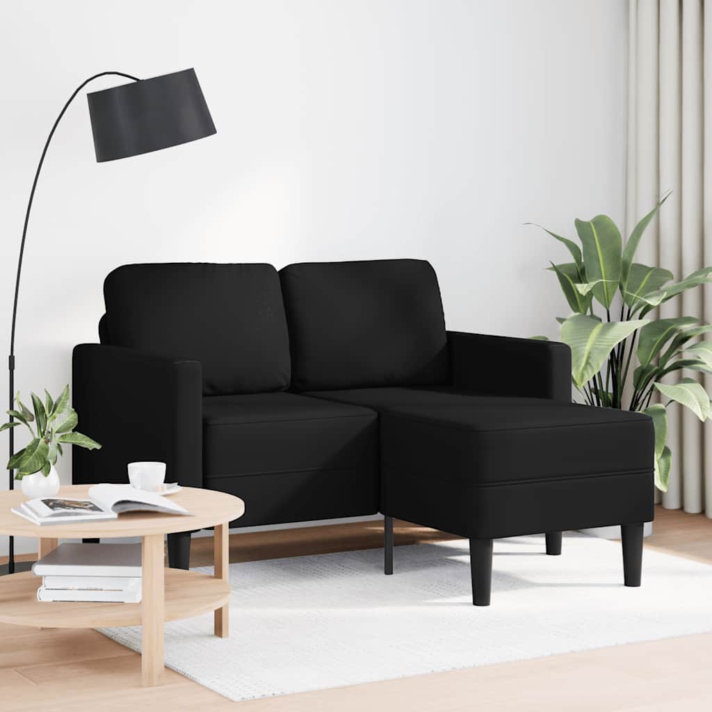 vidaXL 2-Sitzer-Sofa mit Chaiselongue L-förmig Schwarz 125 cm Kunstleder