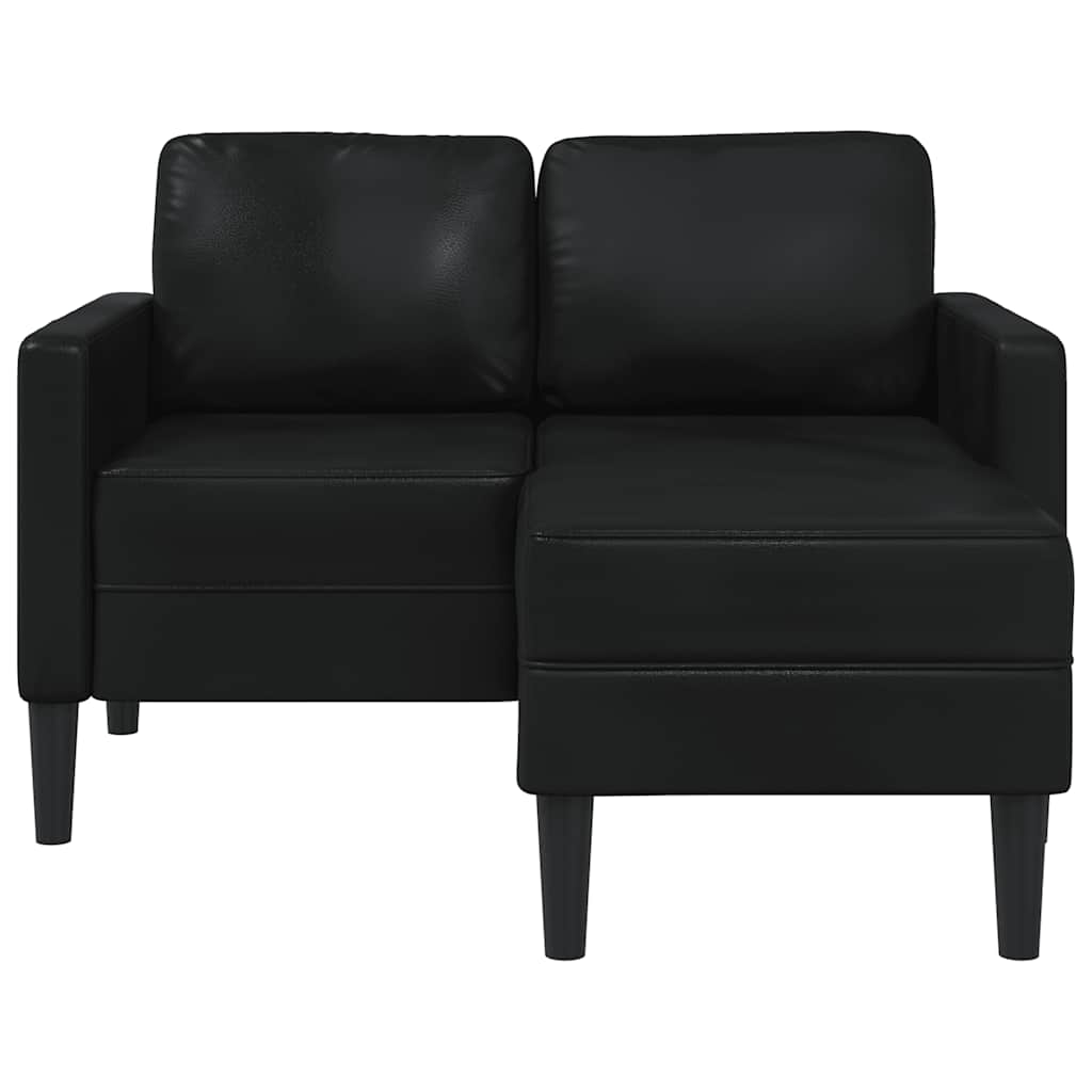 vidaXL 2-Sitzer-Sofa mit Chaiselongue L-förmig Schwarz 125 cm Kunstleder