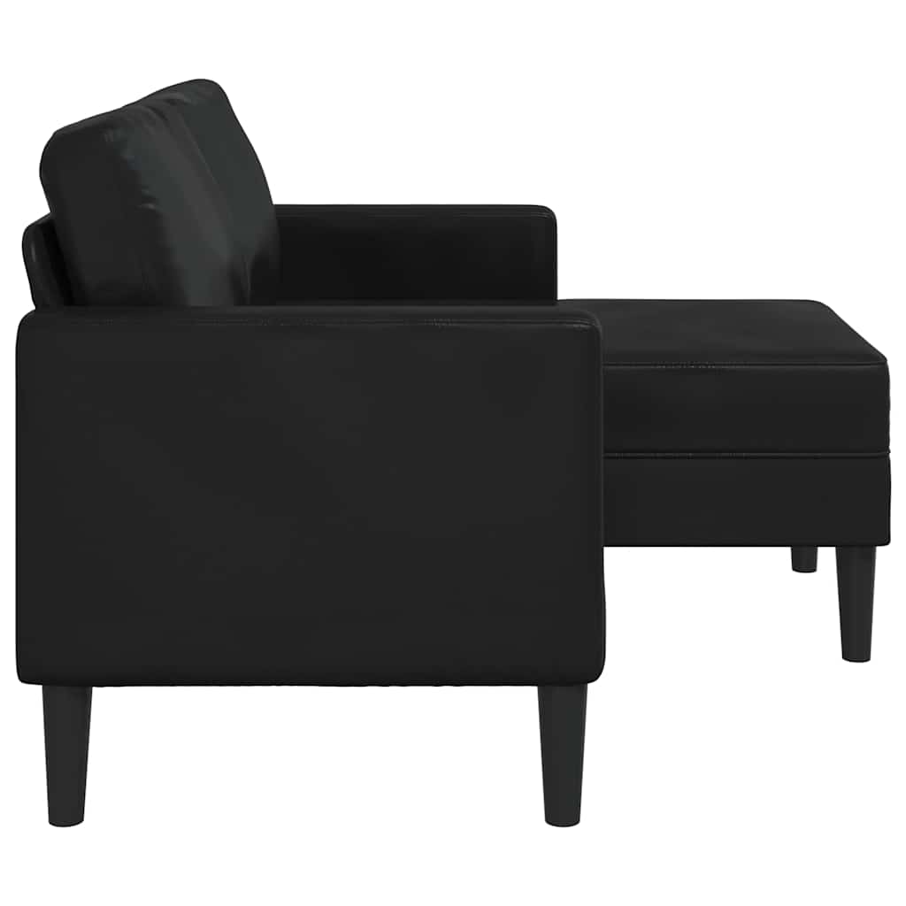 vidaXL 2-Sitzer-Sofa mit Chaiselongue L-förmig Schwarz 125 cm Kunstleder