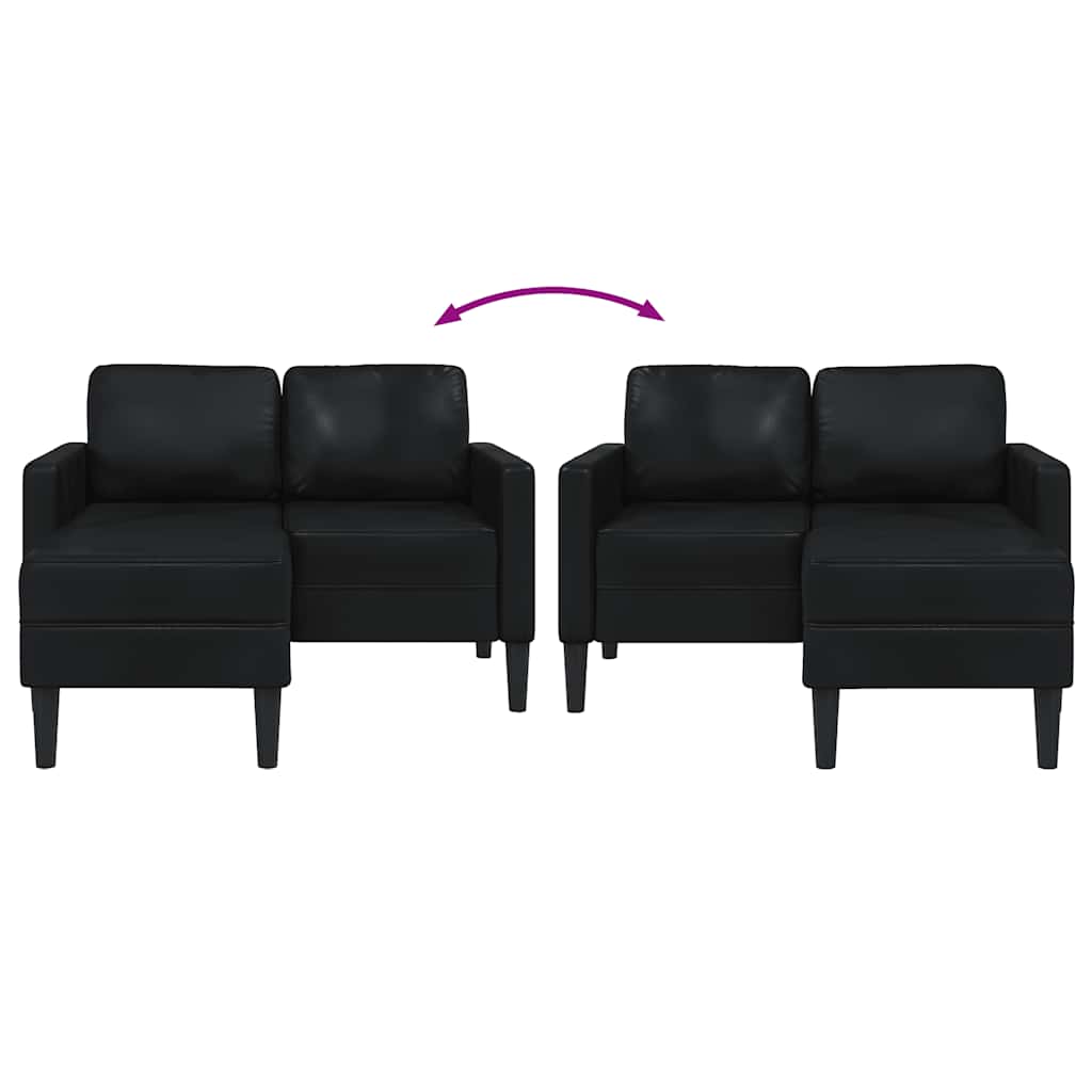 vidaXL 2-Sitzer-Sofa mit Chaiselongue L-förmig Schwarz 125 cm Kunstleder