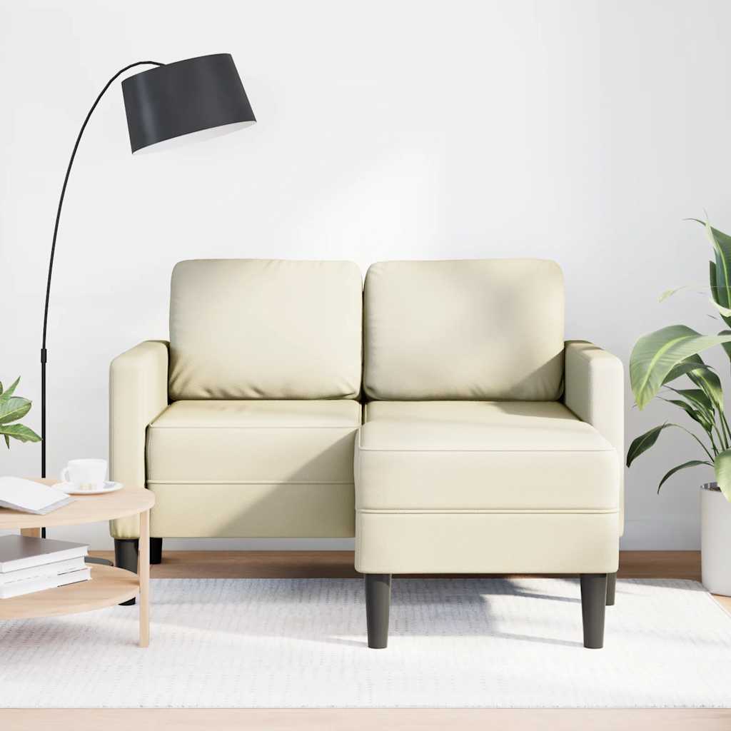 vidaXL 2-Sitzer-Sofa mit Chaiselongue L-Form Creme 125 cm Kunstleder