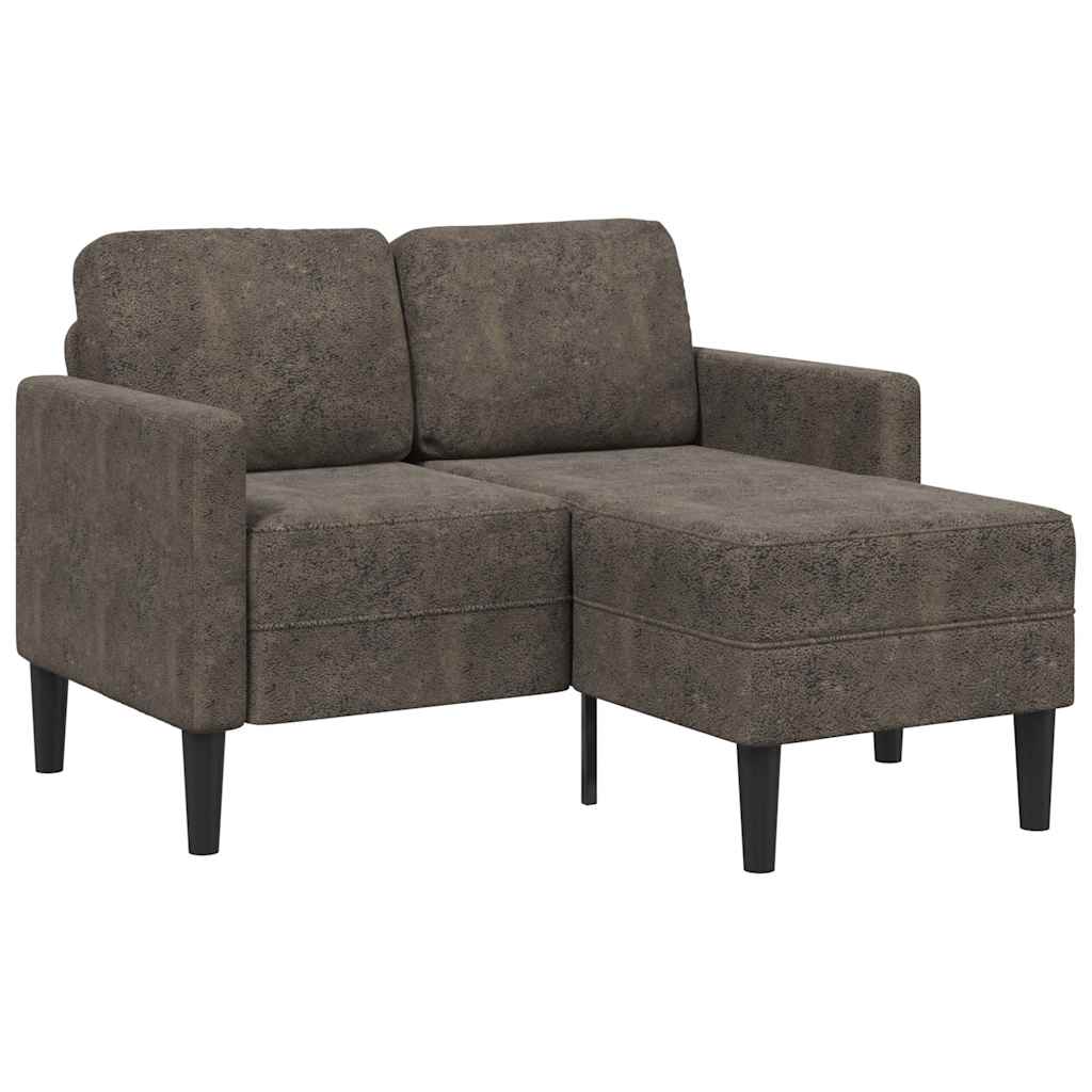 vidaXL 2er-Sofa mit Chaiselongue L-Form Dunkelgrau 125 cm Kunstleder