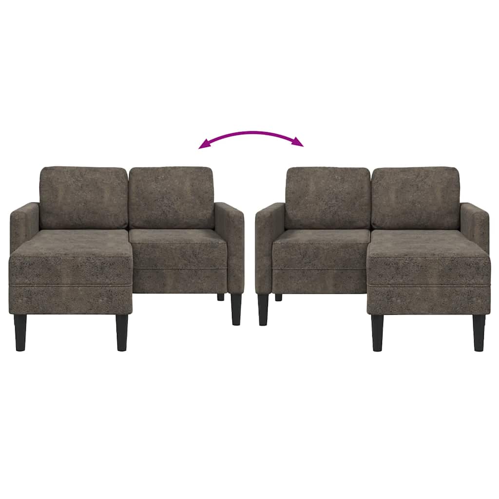 vidaXL 2er-Sofa mit Chaiselongue L-Form Dunkelgrau 125 cm Kunstleder