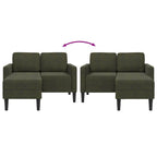 vidaXL 2er-Sofa mit Chaiselongue L-Form Armeegrün 125 cm Kunstleder