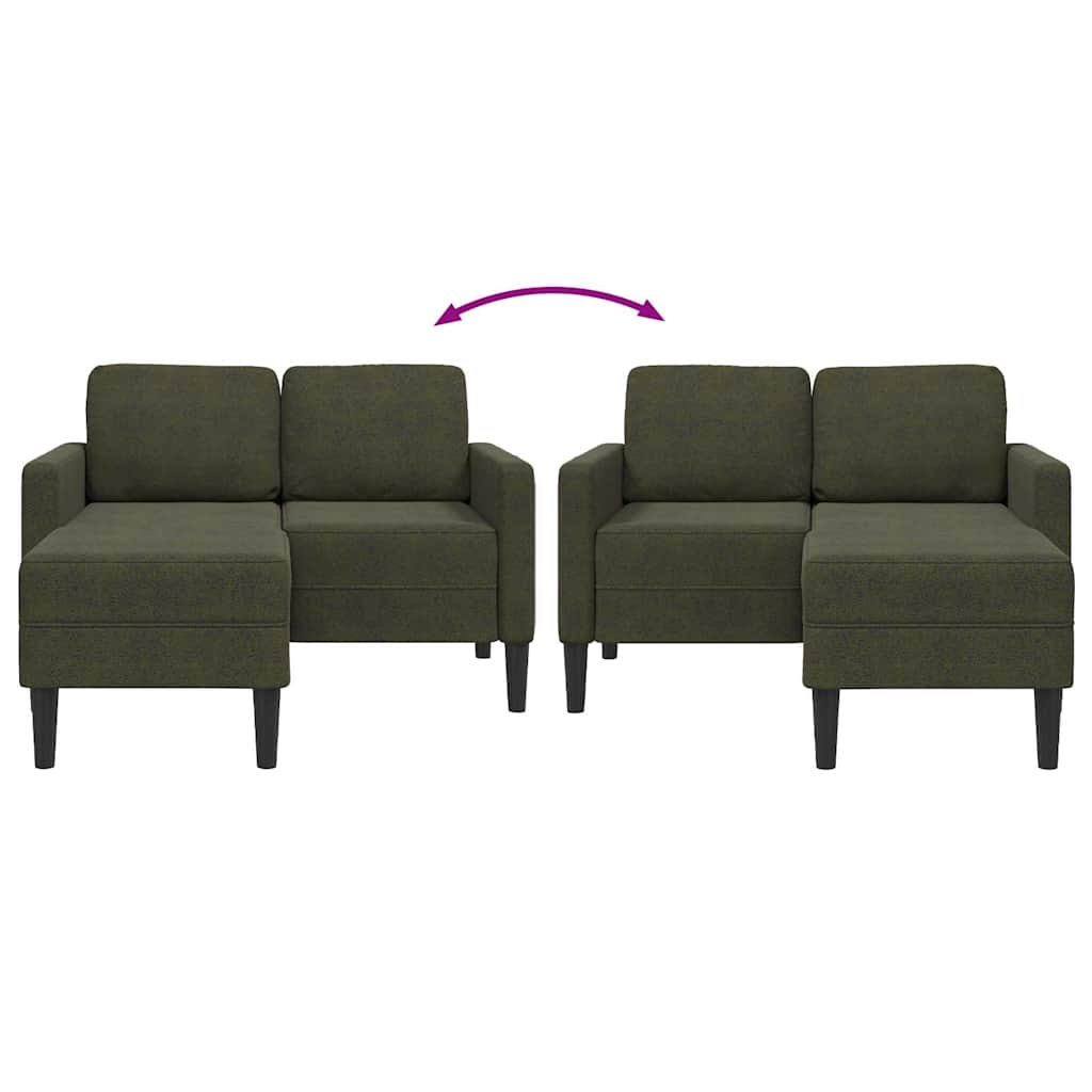 vidaXL 2er-Sofa mit Chaiselongue L-Form Armeegrün 125 cm Kunstleder