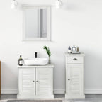 vidaXL Badezimmermöbel-Set 3 pcs Antik Weiß Massives Kiefernholz
