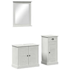 vidaXL Badezimmermöbel-Set 3 pcs Antik Weiß Massives Kiefernholz