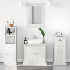 vidaXL Badezimmermöbel-Set 4 pcs Antik Weiß Massives Kiefernholz