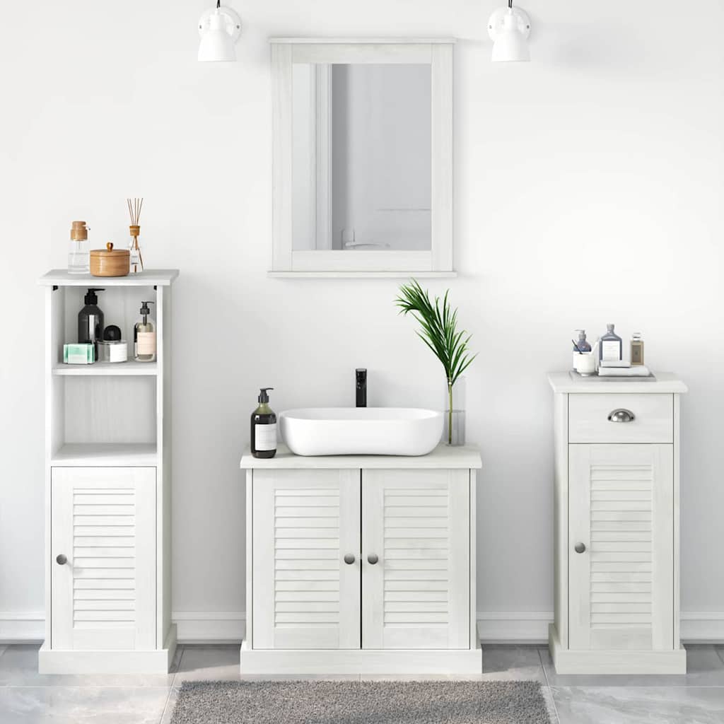 vidaXL Badezimmermöbel-Set 4 pcs Antik Weiß Massives Kiefernholz