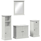 vidaXL Badezimmermöbel-Set 4 pcs Antik Weiß Massives Kiefernholz