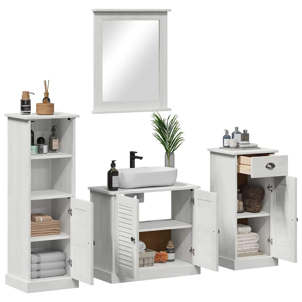 vidaXL Badezimmermöbel-Set 4 pcs Antik Weiß Massives Kiefernholz