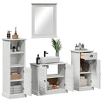 vidaXL Badezimmermöbel-Set 4 pcs Antik Weiß Massives Kiefernholz