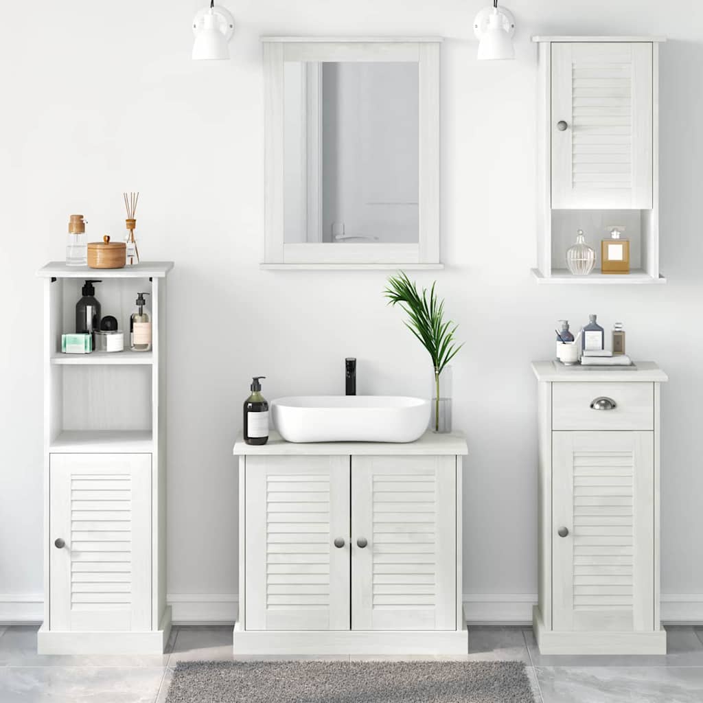 vidaXL Badezimmermöbel-Set VIGO 5 pcs Antik Weiß Massives Kiefernholz