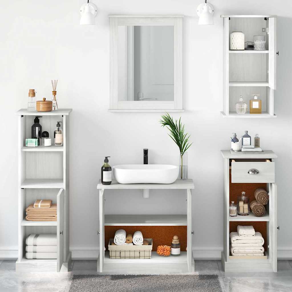 vidaXL Badezimmermöbel-Set VIGO 5 pcs Antik Weiß Massives Kiefernholz