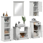 vidaXL Badezimmermöbel-Set VIGO 5 pcs Antik Weiß Massives Kiefernholz