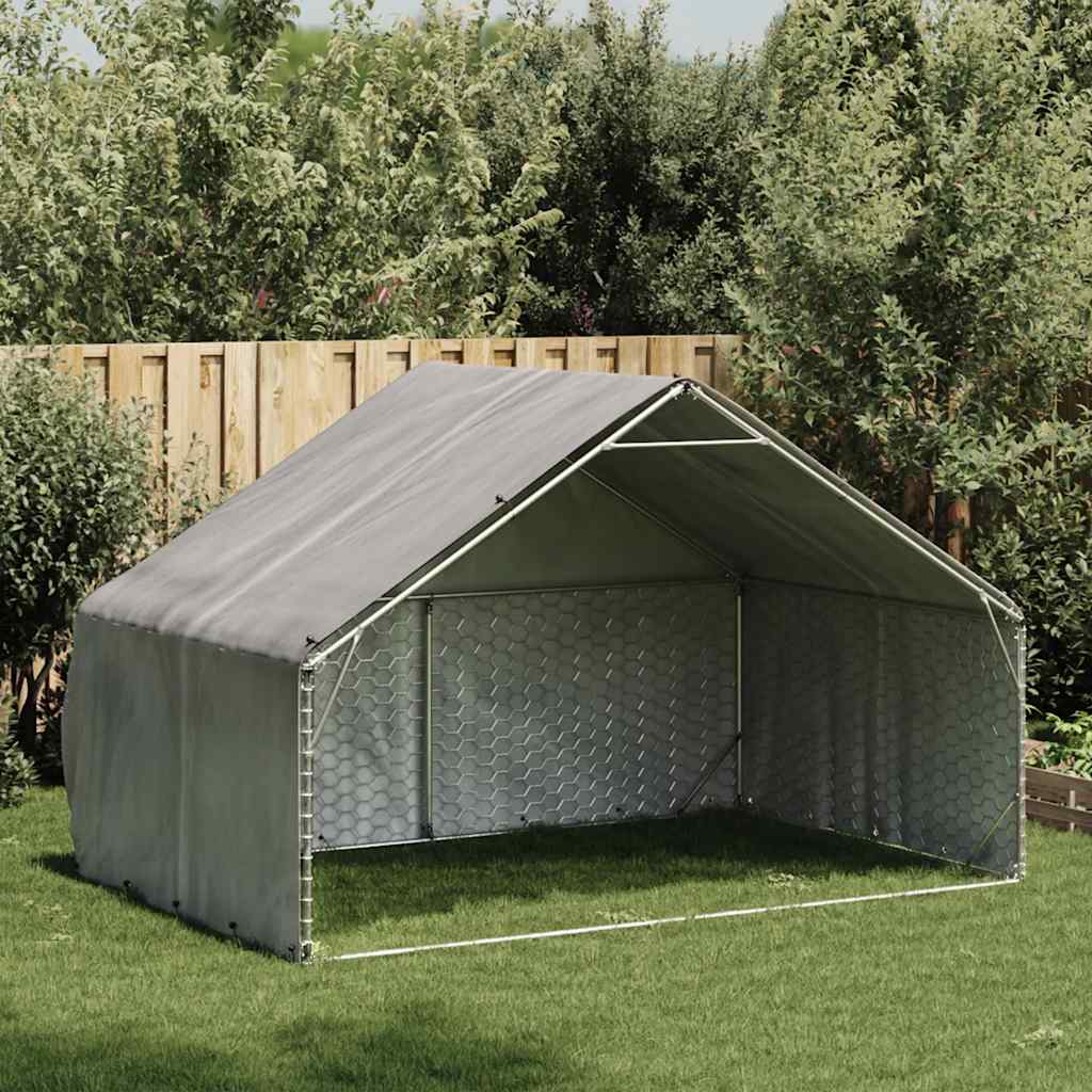 vidaXL Outdoor-Hundezwinger mit Abdeckung 3x2x1,9 m Verzinkter Stahl