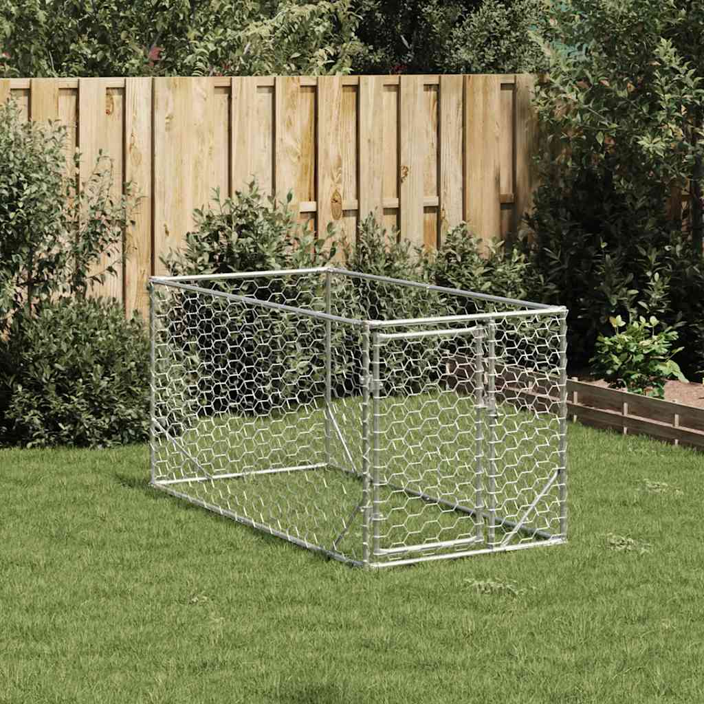 vidaXL Outdoor-Hundezwinger mit Tür 2x1x1 m Verzinkter Stahl