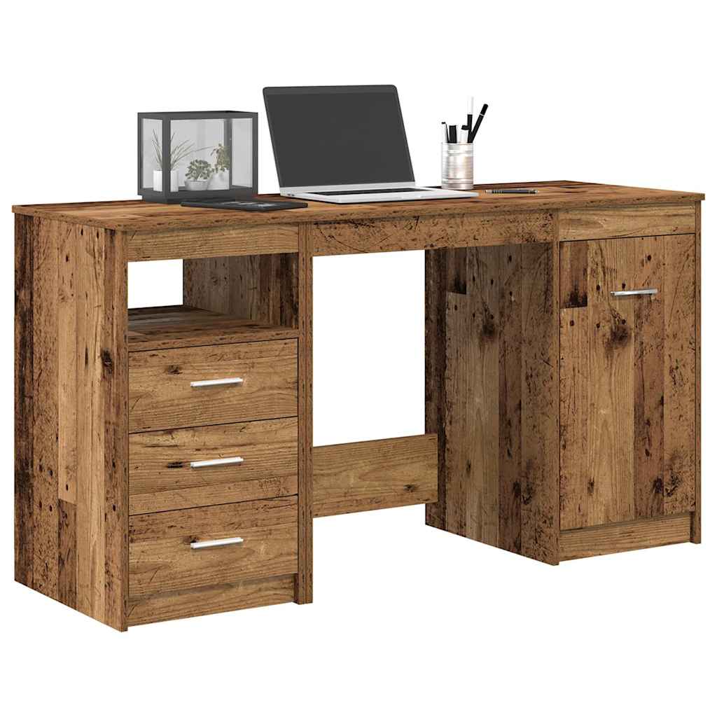 vidaXL Schreibtisch mit Unterschrank Altholz Holzwerkstoff