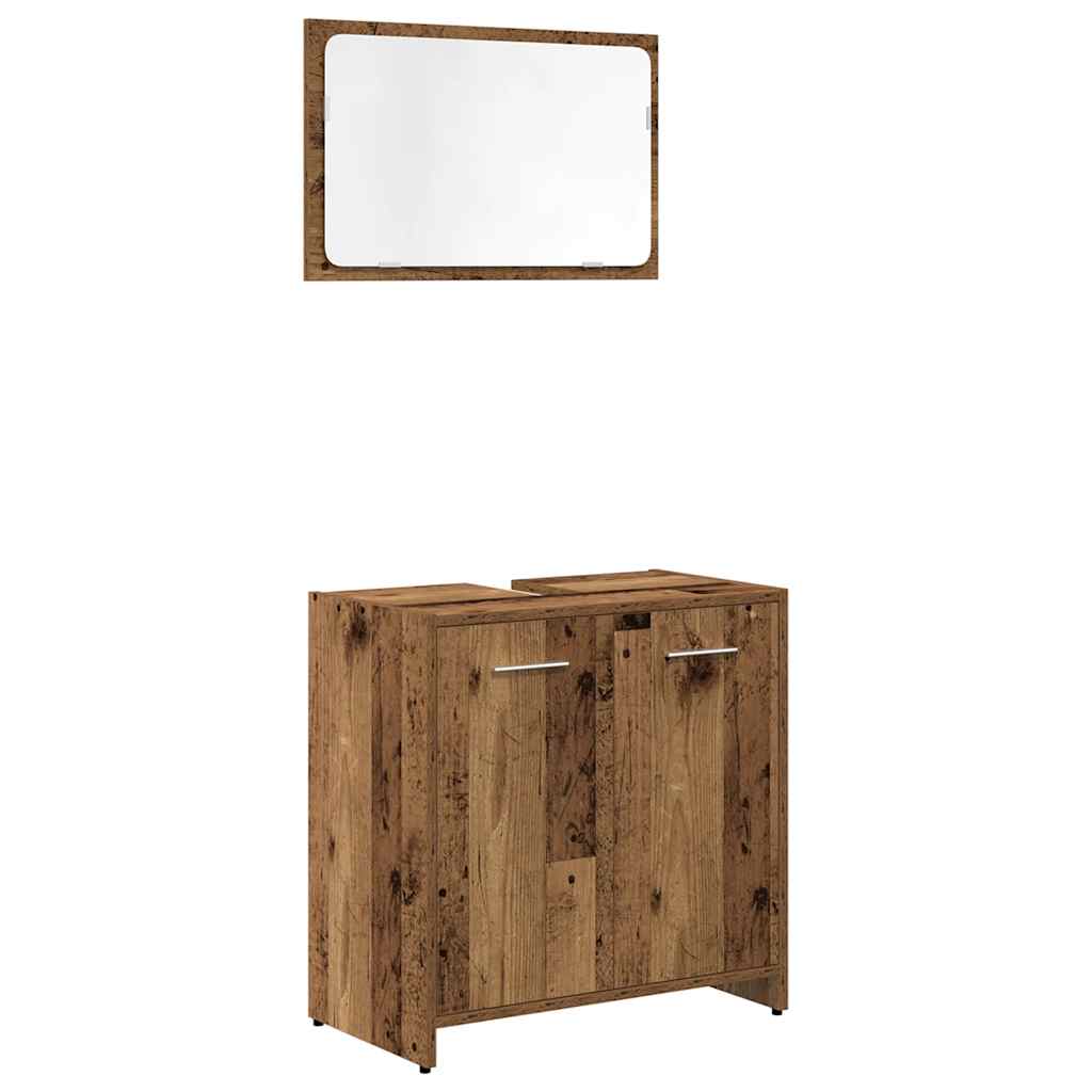 vidaXL 3-tlg. Badmöbel-Set Altholz-Optik Holzwerkstoff