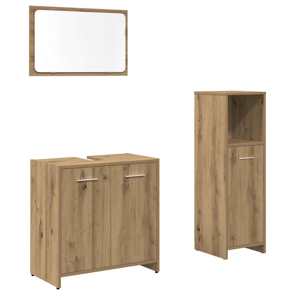 vidaXL 3-tlg. Badmöbel-Set Artisan-Eiche Holzwerkstoff