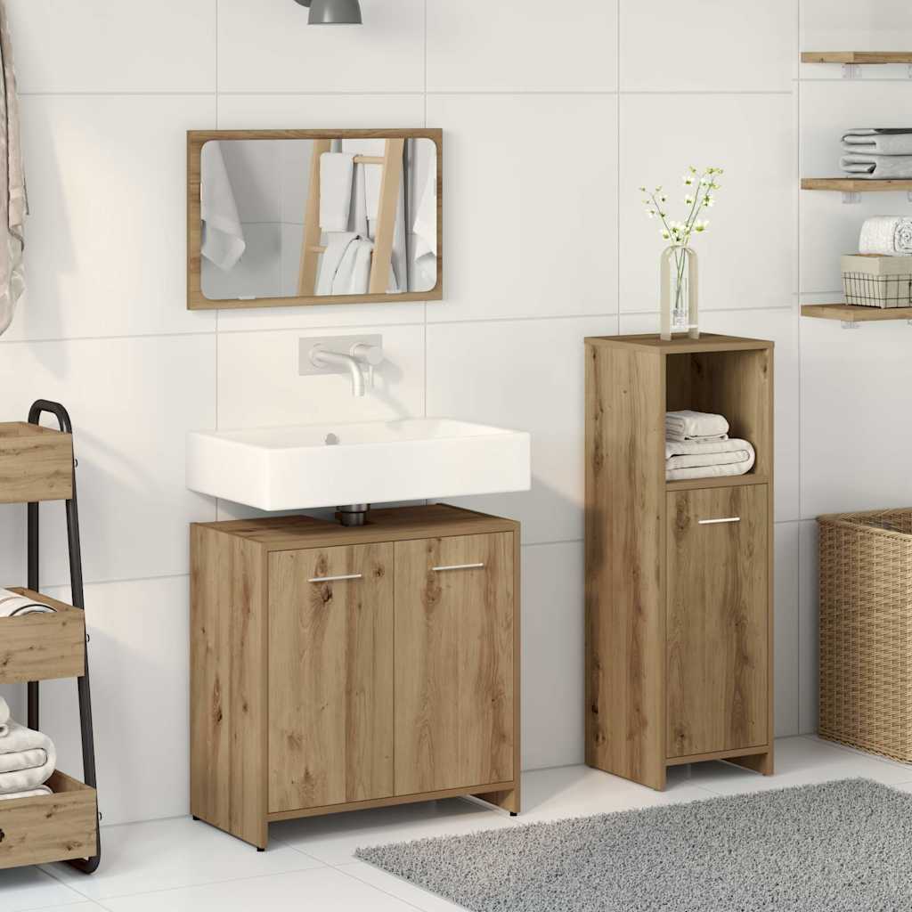 vidaXL 3-tlg. Badmöbel-Set Artisan-Eiche Holzwerkstoff