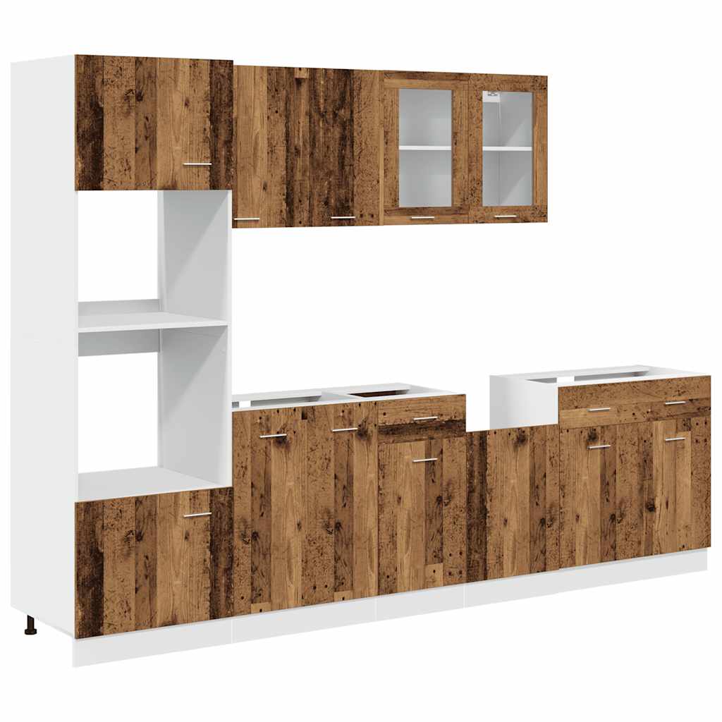 vidaXL 7-tlg. Küchenschrank-Set Lyon Altholz-Optik Holzwerkstoff
