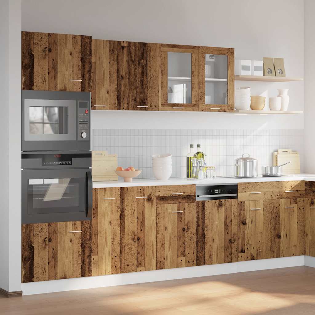 vidaXL 7-tlg. Küchenschrank-Set Lyon Altholz-Optik Holzwerkstoff