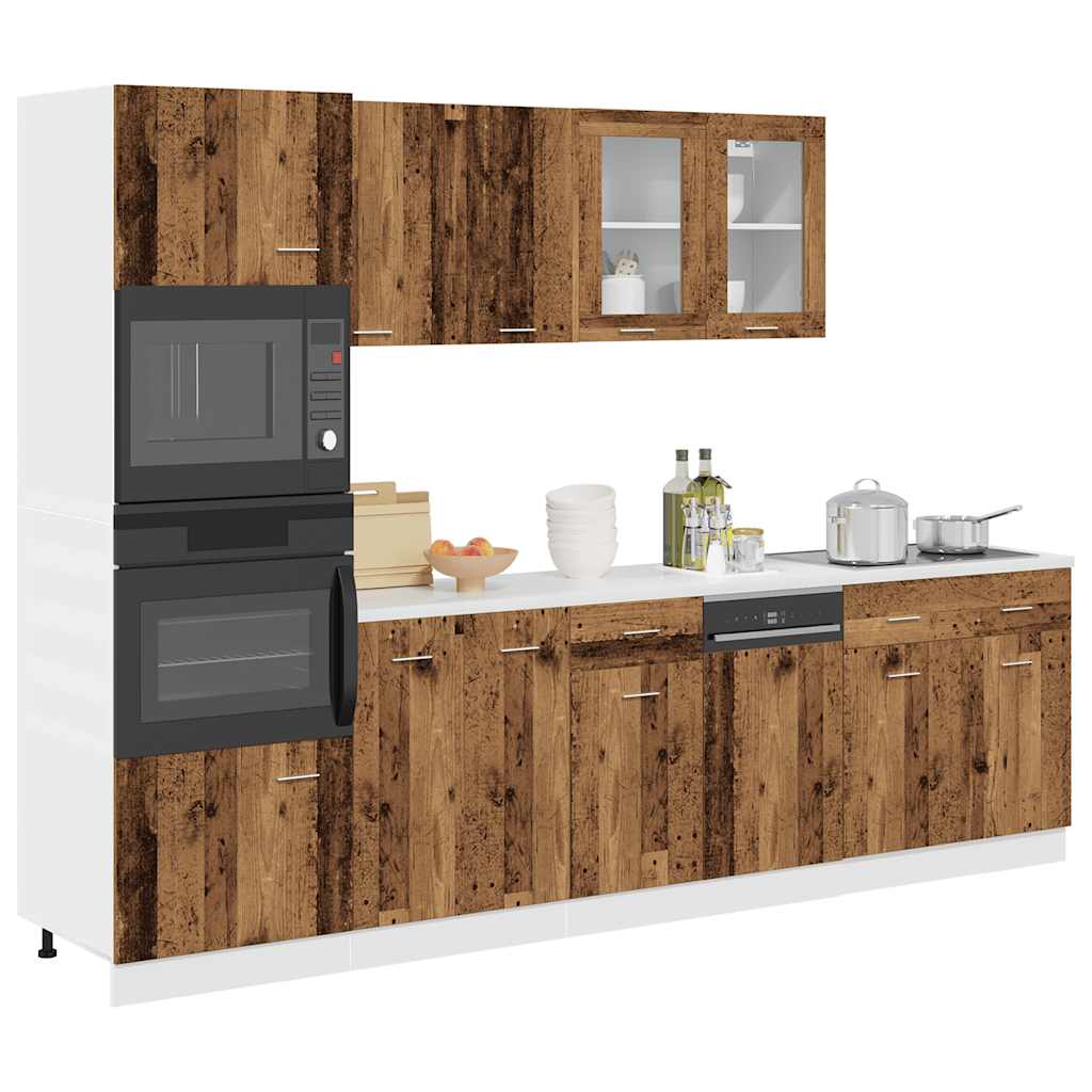 vidaXL 7-tlg. Küchenschrank-Set Lyon Altholz-Optik Holzwerkstoff