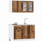 vidaXL 4-tlg. Küchenschrank-Set Lyon Altholz-Optik Holzwerkstoff