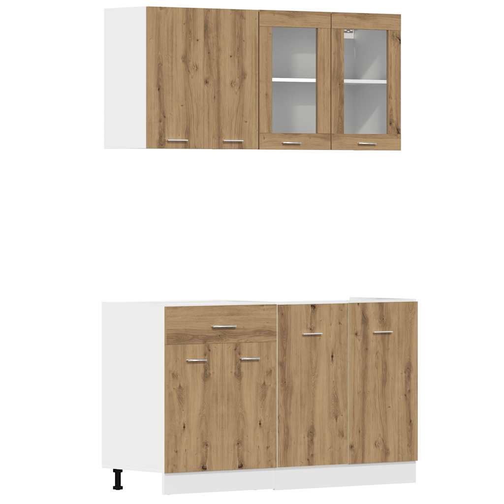 vidaXL 4-tlg. Küchenschrank-Set Lyon Artisan-Eiche Holzwerkstoff