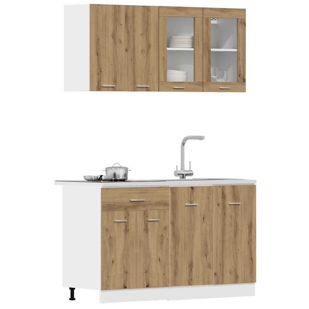 vidaXL 4-tlg. Küchenschrank-Set Lyon Artisan-Eiche Holzwerkstoff