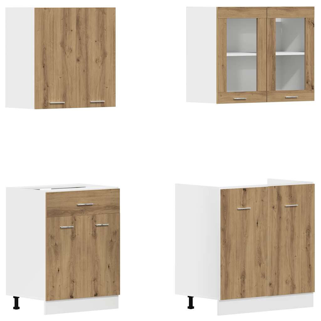 vidaXL 4-tlg. Küchenschrank-Set Lyon Artisan-Eiche Holzwerkstoff