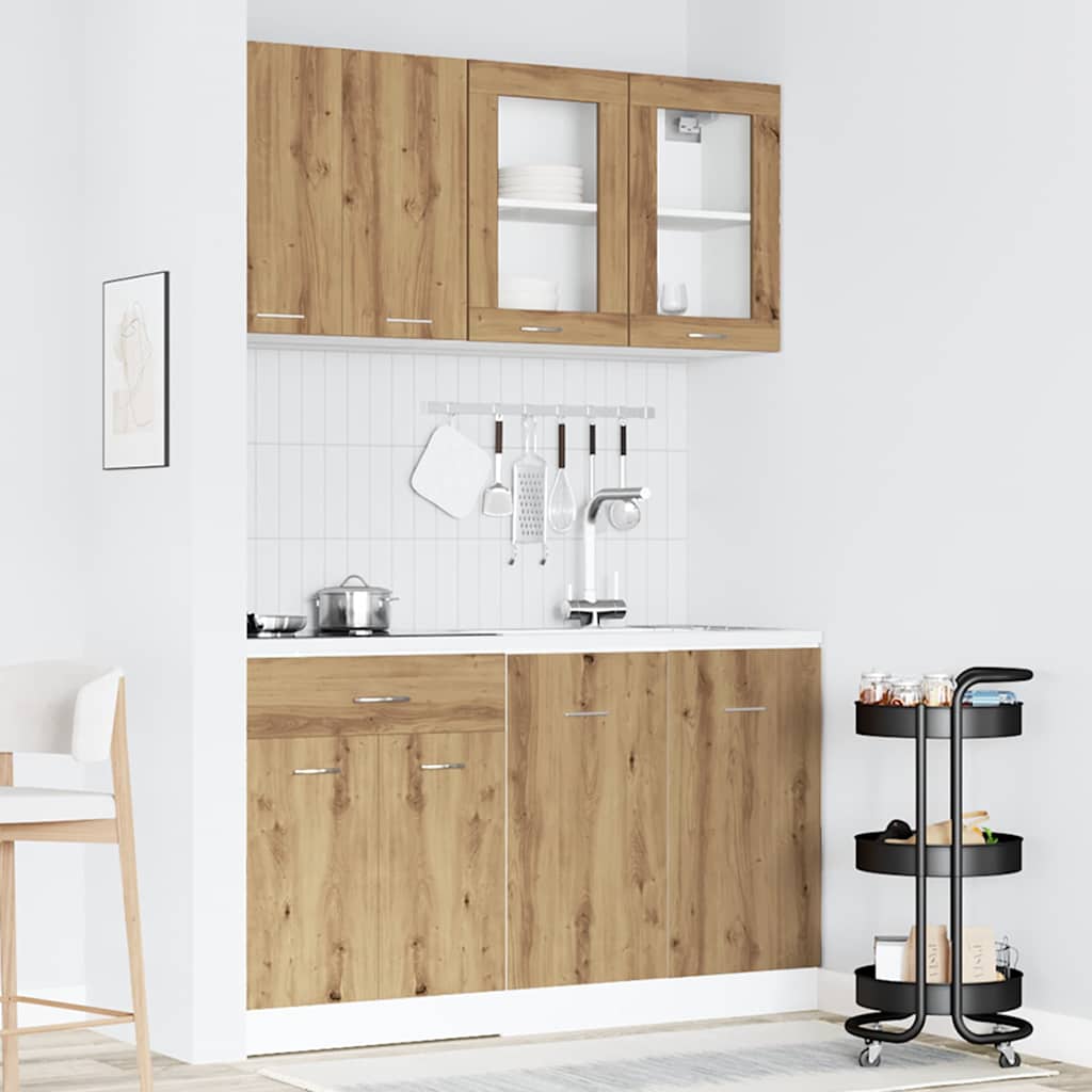 vidaXL 4-tlg. Küchenschrank-Set Lyon Artisan-Eiche Holzwerkstoff