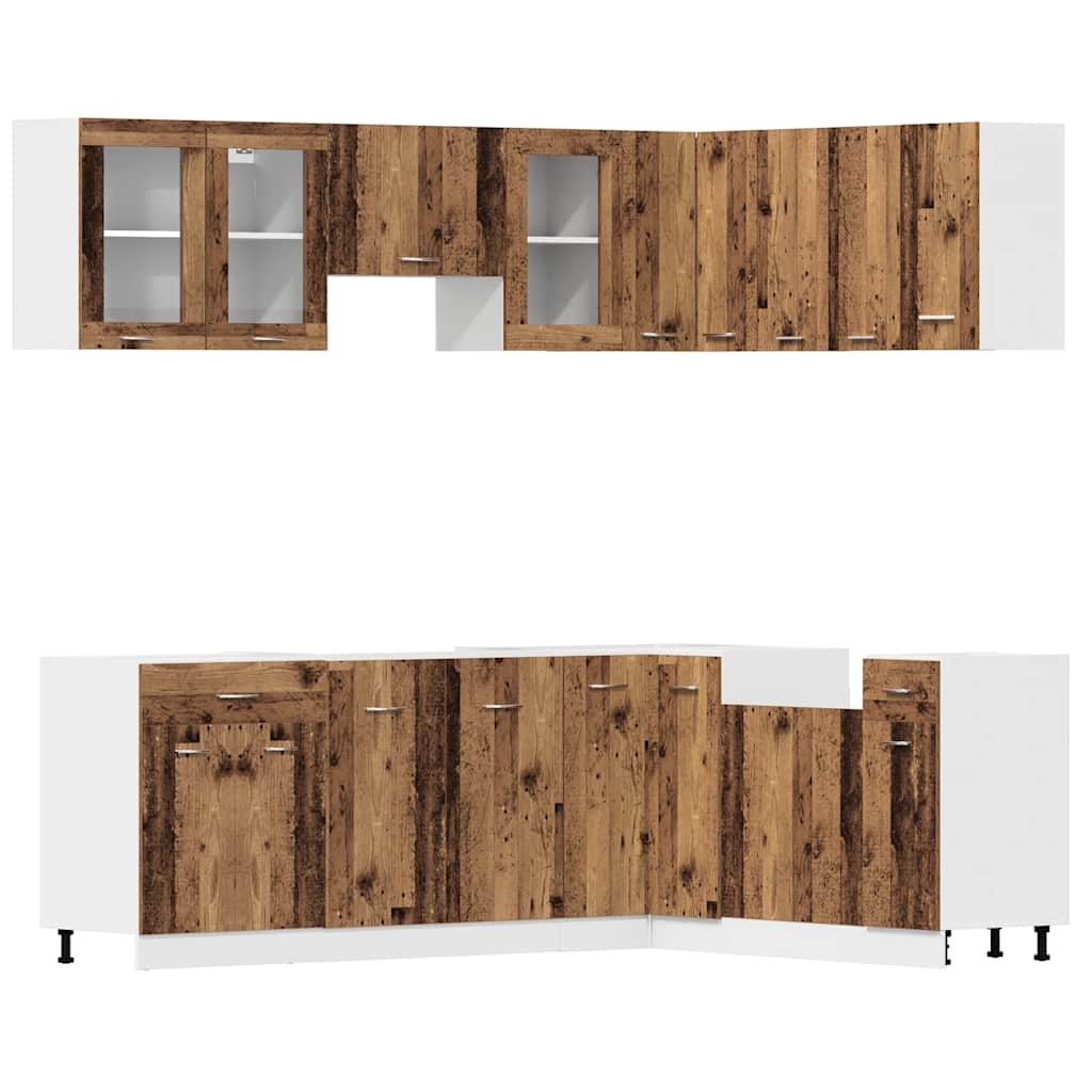 vidaXL 11-tlg. Küchenschrank-Set Lyon Altholz-Optik Holzwerkstoff