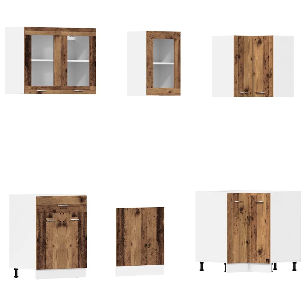 vidaXL 11-tlg. Küchenschrank-Set Lyon Altholz-Optik Holzwerkstoff