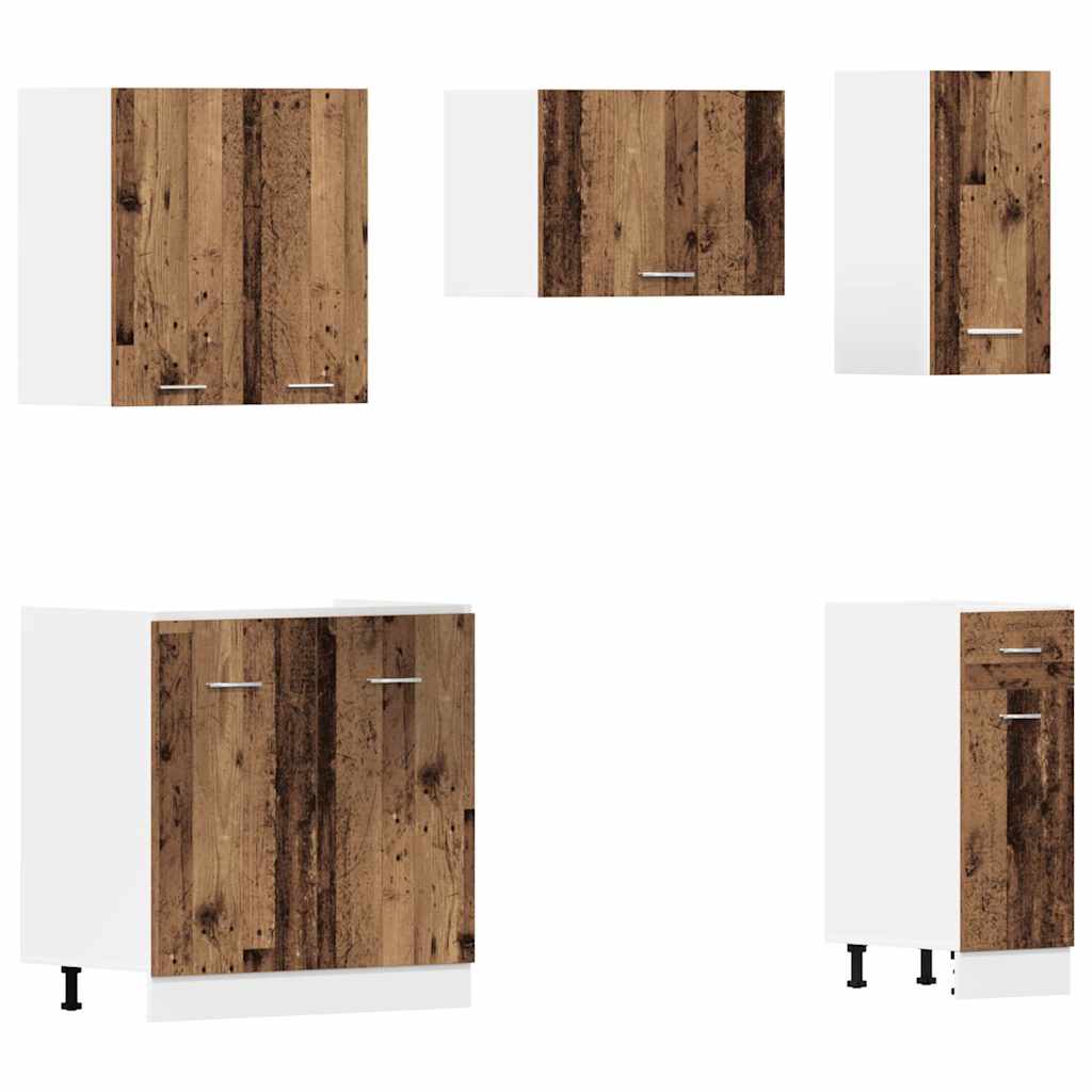 vidaXL 11-tlg. Küchenschrank-Set Lyon Altholz-Optik Holzwerkstoff
