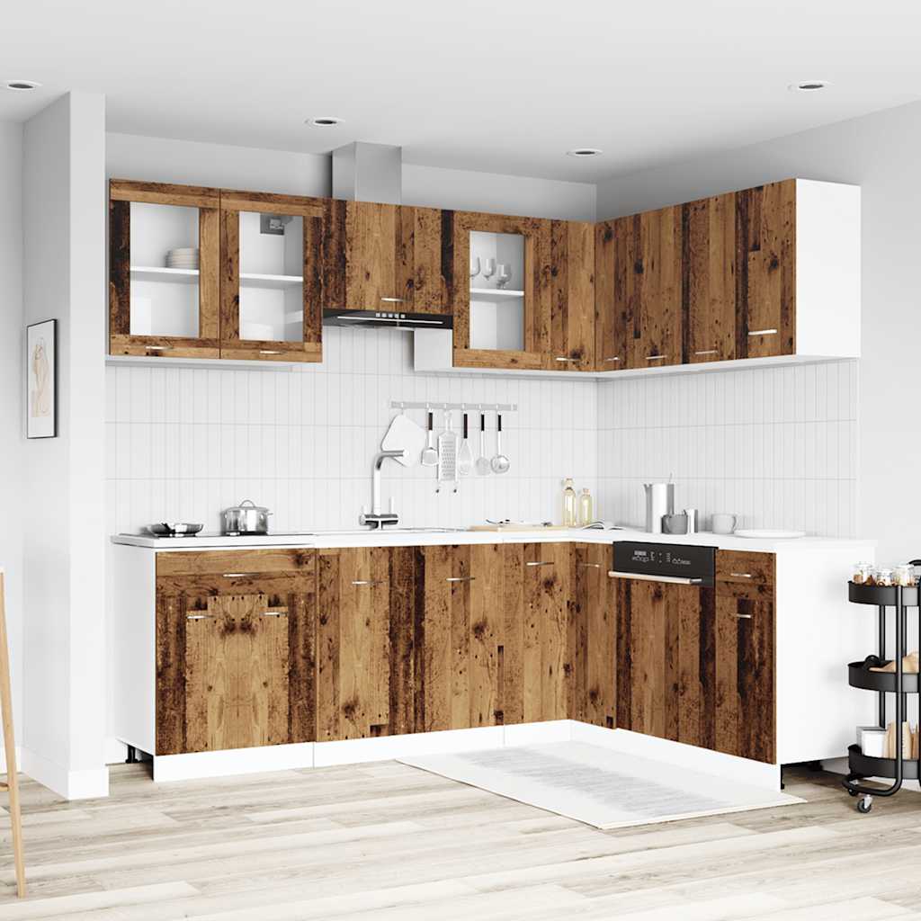 vidaXL 11-tlg. Küchenschrank-Set Lyon Altholz-Optik Holzwerkstoff
