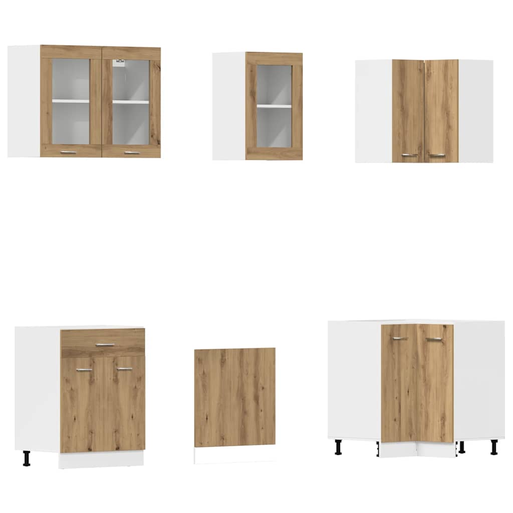 vidaXL 11-tlg. Küchenschrank-Set Lyon Artisan-Eiche Holzwerkstoff