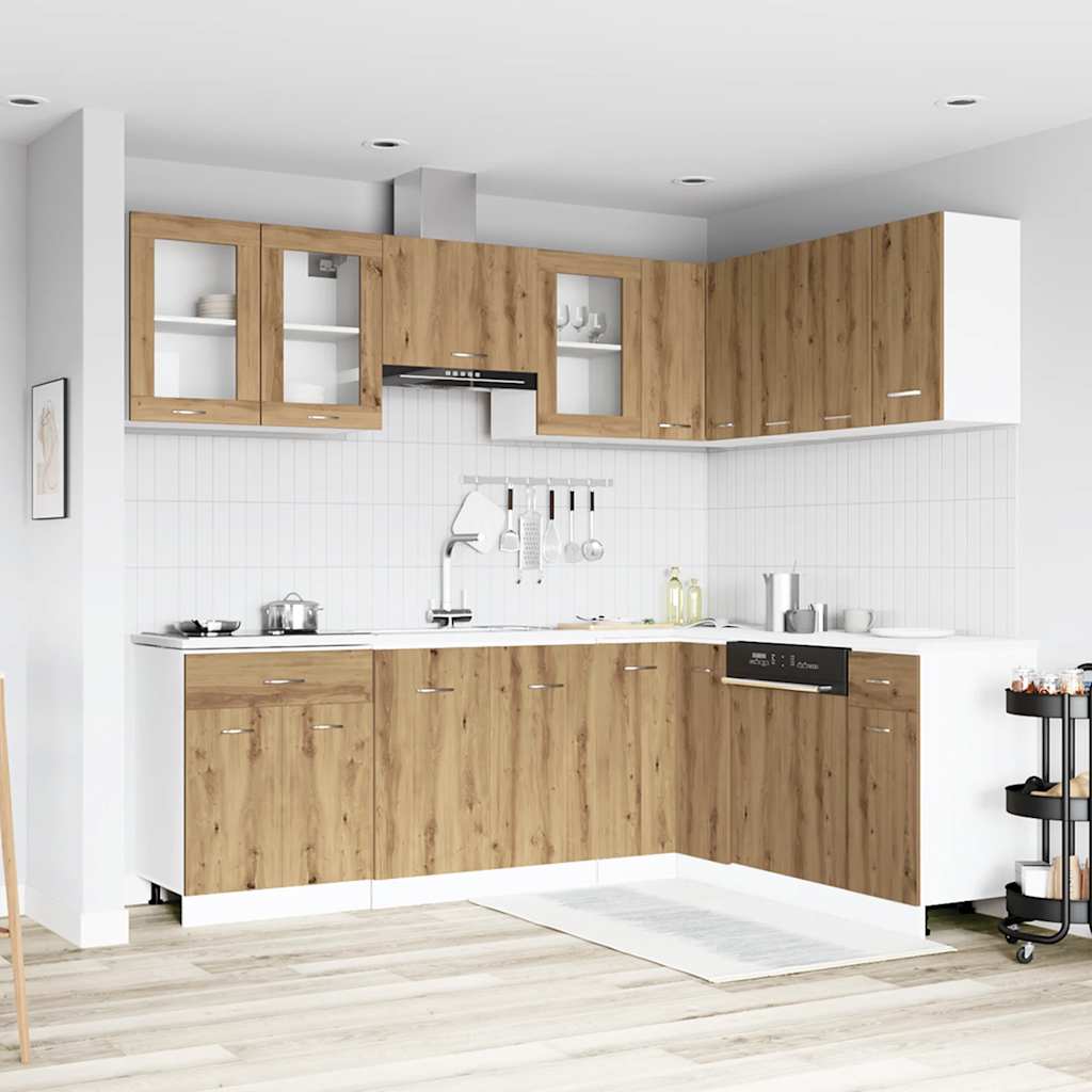 vidaXL 11-tlg. Küchenschrank-Set Lyon Artisan-Eiche Holzwerkstoff