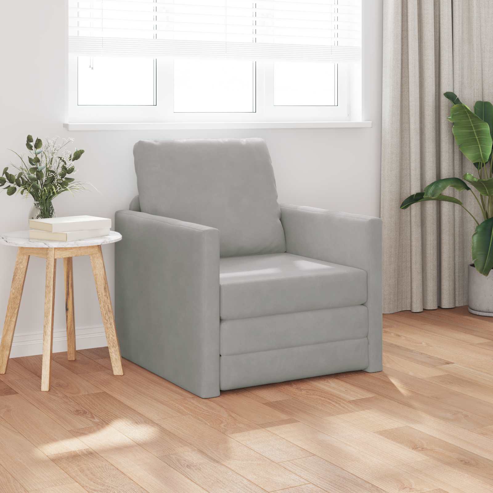 vidaXL Schlafsofa Hellgrau 74 x 77 x 81 cm Samt