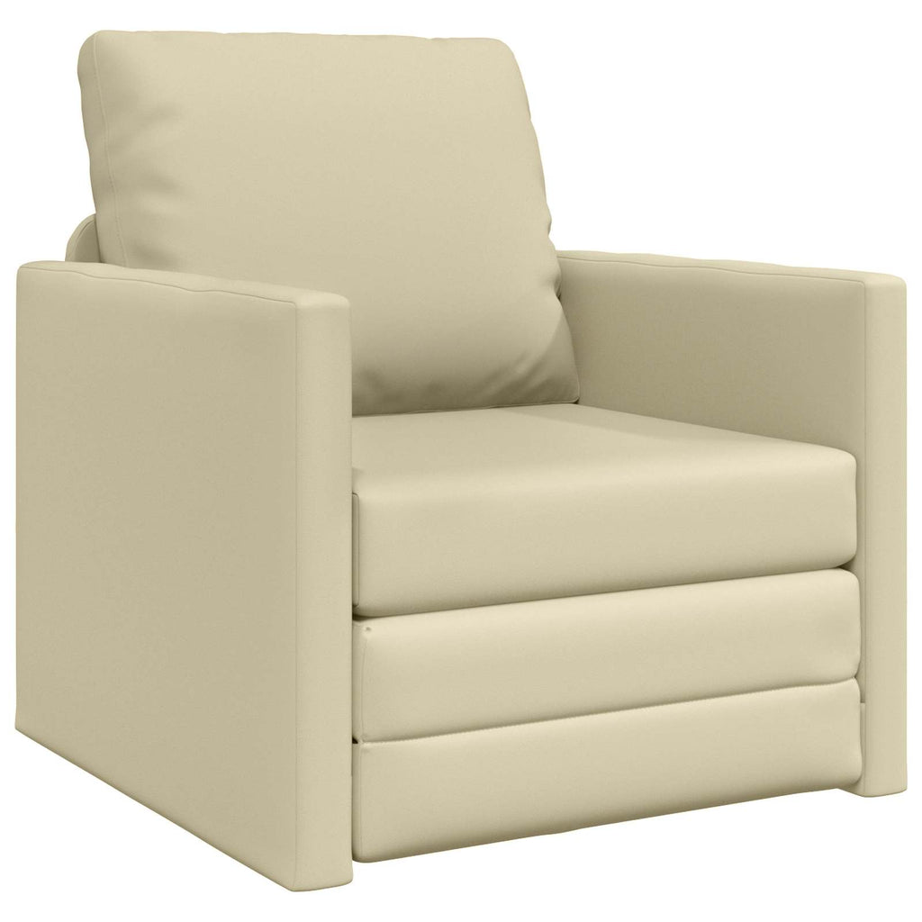vidaXL Schlafsofa 60cm Creme Kunstleder