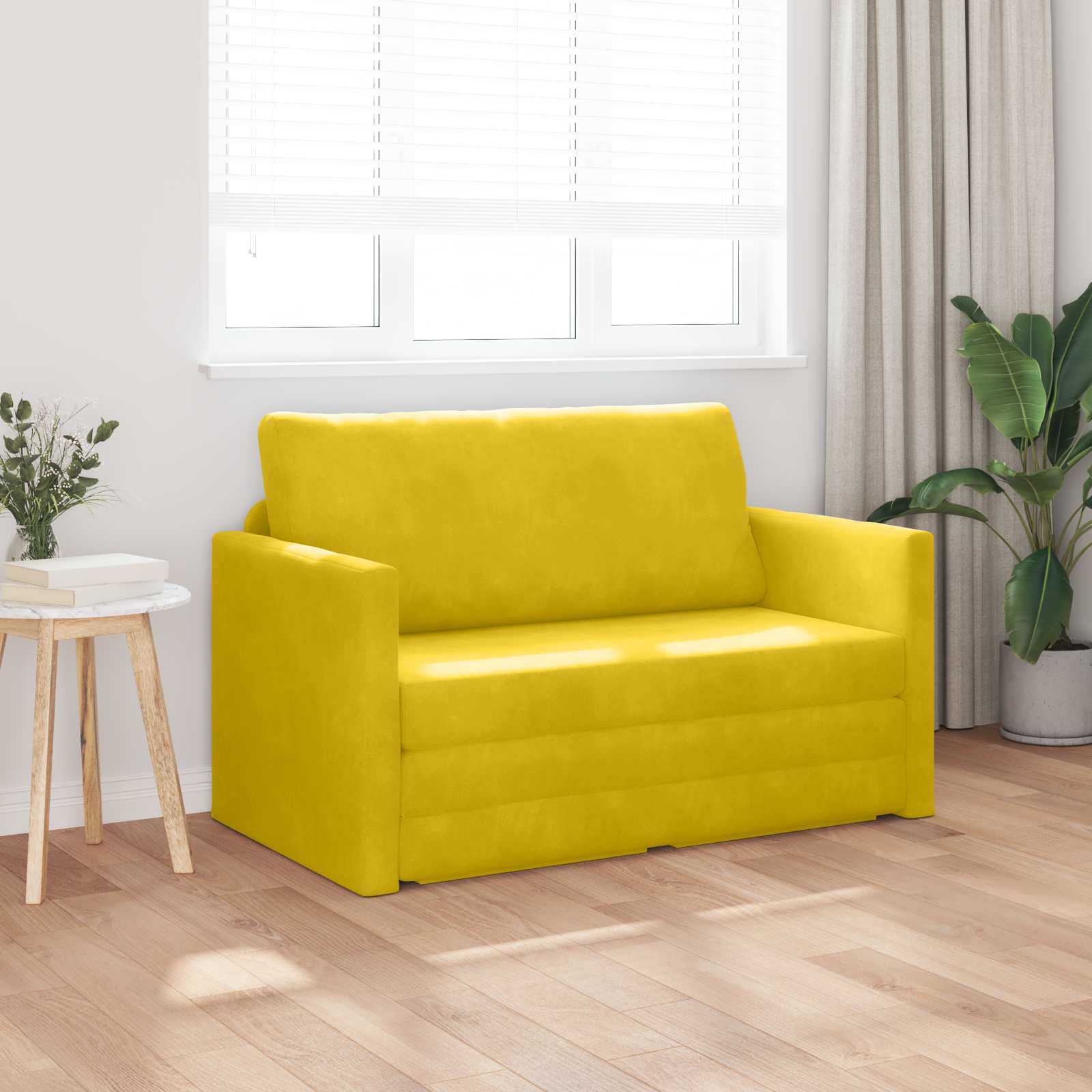 vidaXL Schlafsofa Sonnenblumen Gelb 124 x 71 x 78 cm Samt