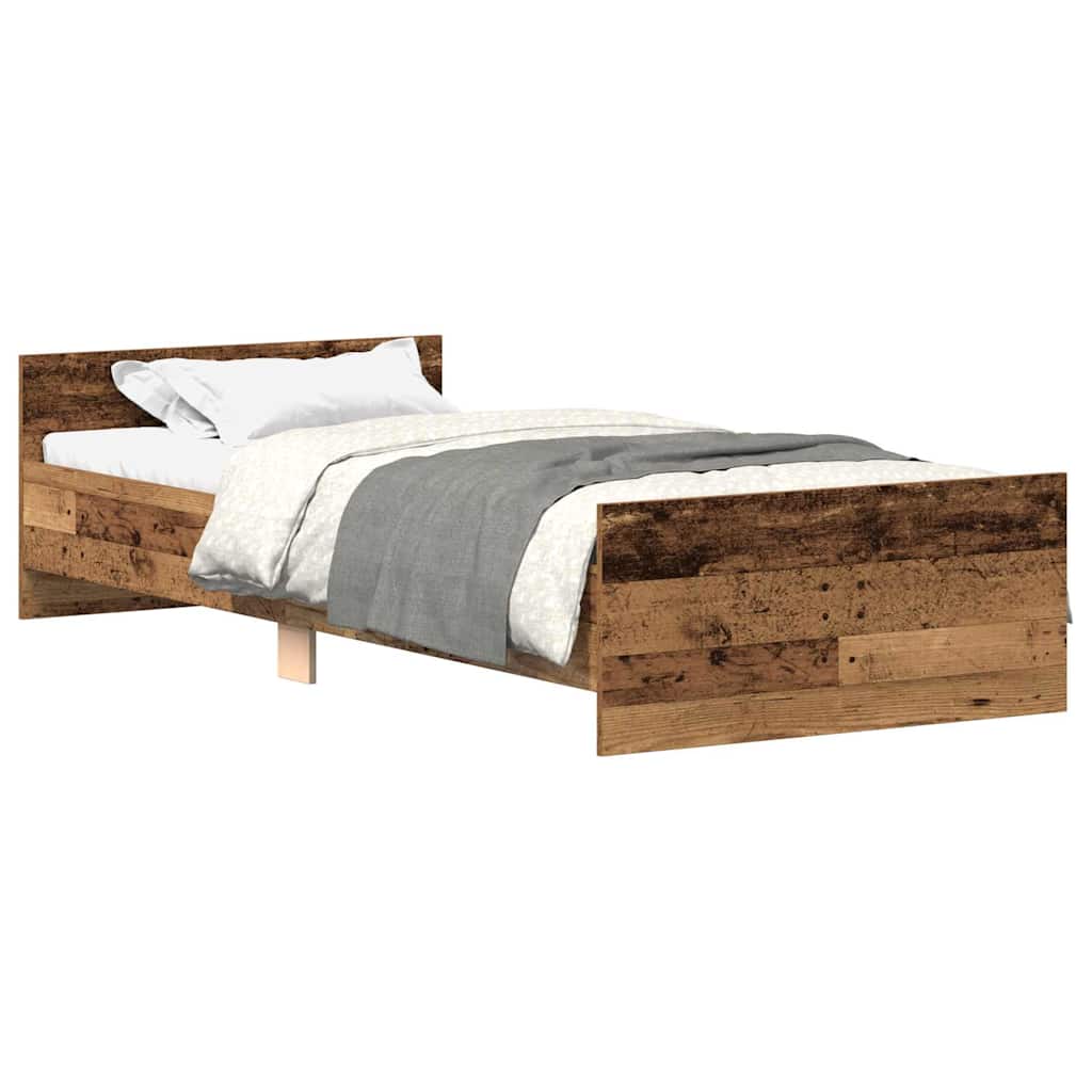 vidaXL Bettgestell ohne Matratze Altholz-Optik 90x200cm Holzwerkstoff