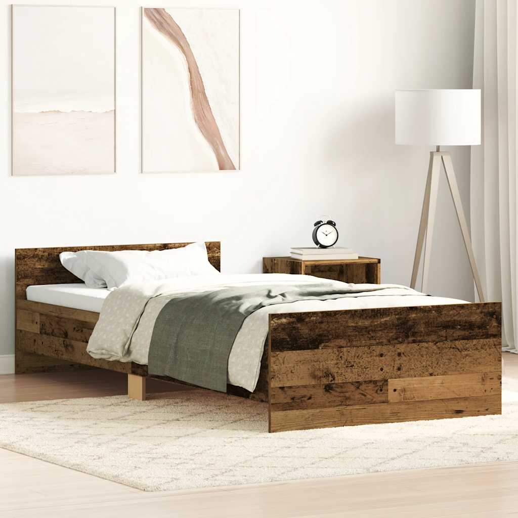 vidaXL Bettgestell ohne Matratze Altholz-Optik 90x200cm Holzwerkstoff
