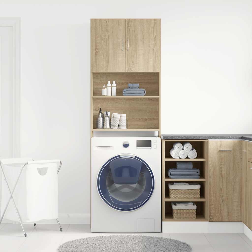vidaXL Waschmaschinenregal Sonoma-Eiche 64x24x190 cm Holzwerkstoff
